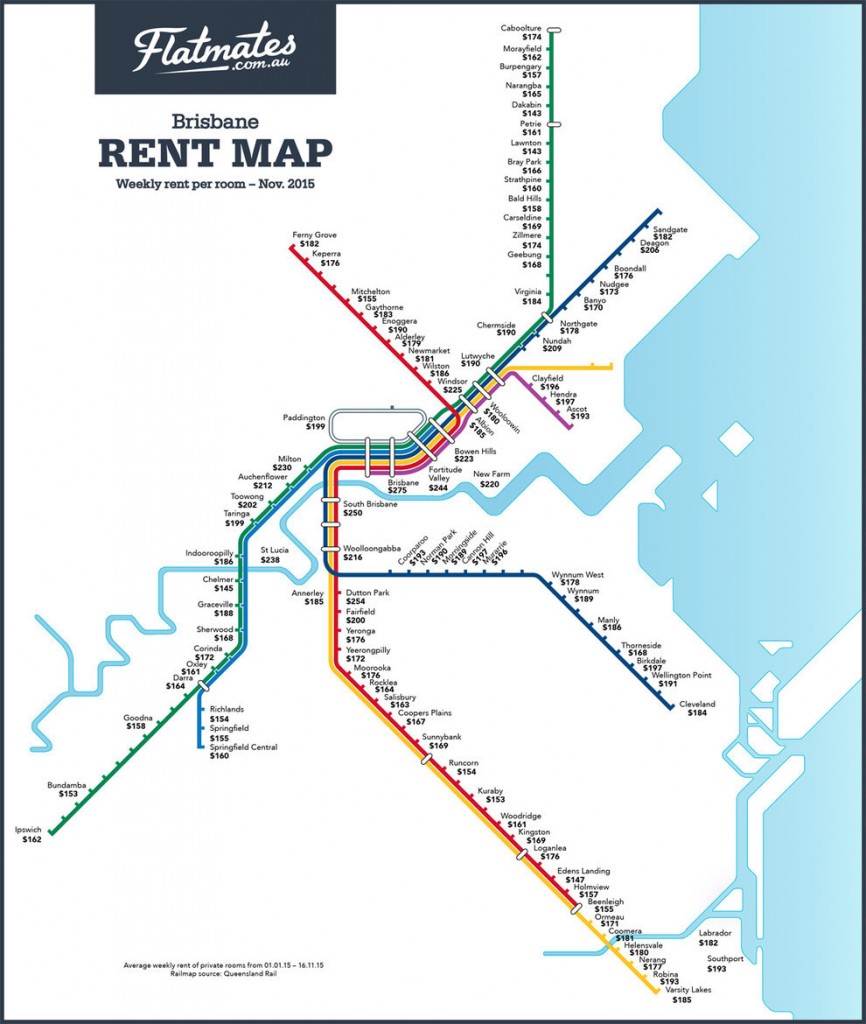 Brisbane Train Rent Map
