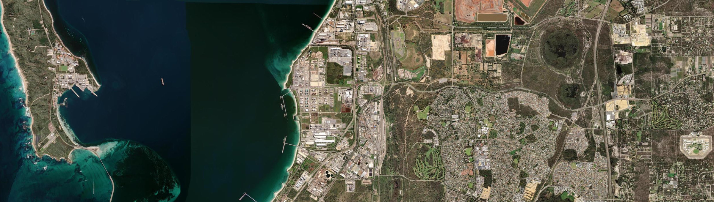 Aerial view of Kwinana Beach, WA