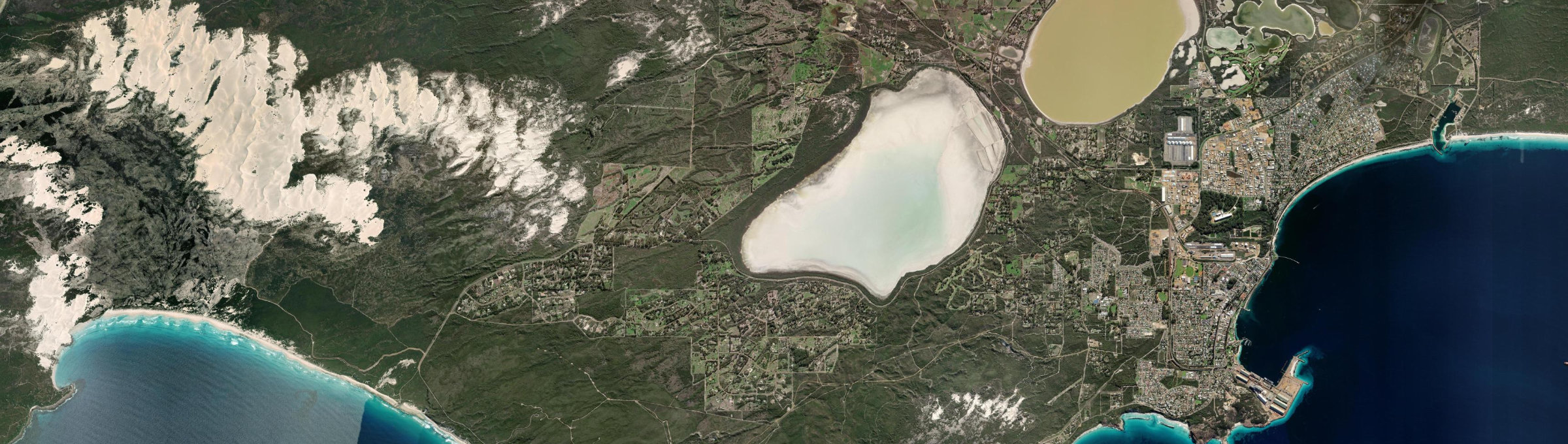 Aerial view of Pink Lake, WA