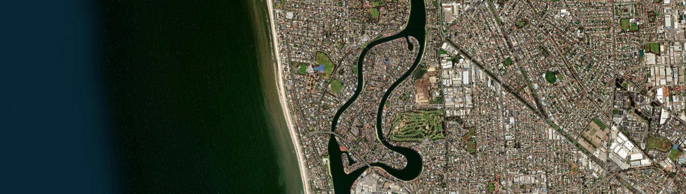 Aerial view of West Lakes Shore, SA