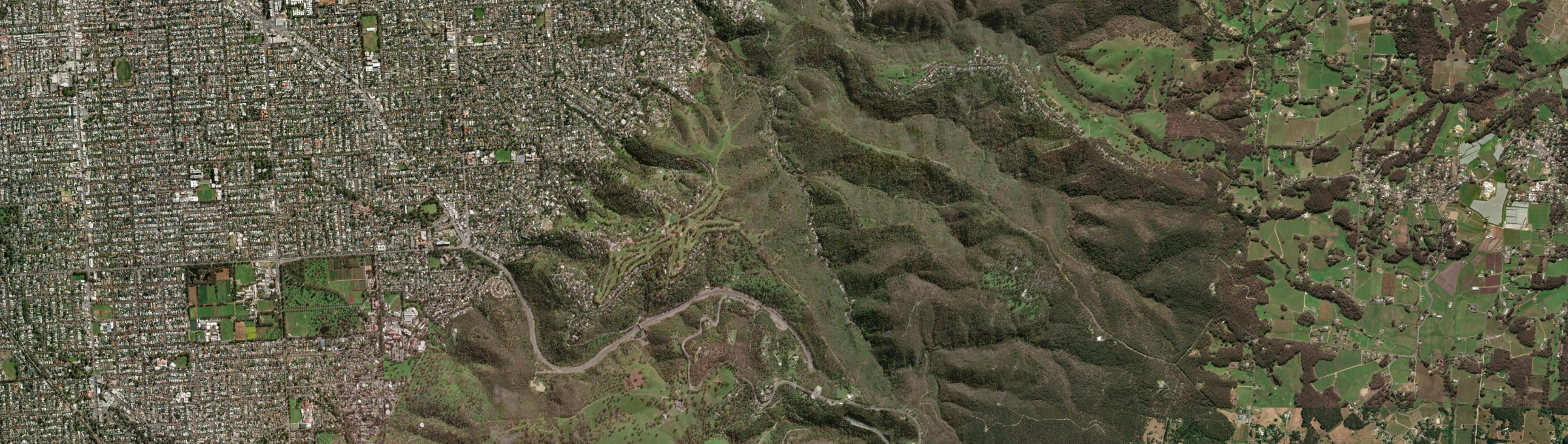 Aerial view of Waterfall Gully, SA