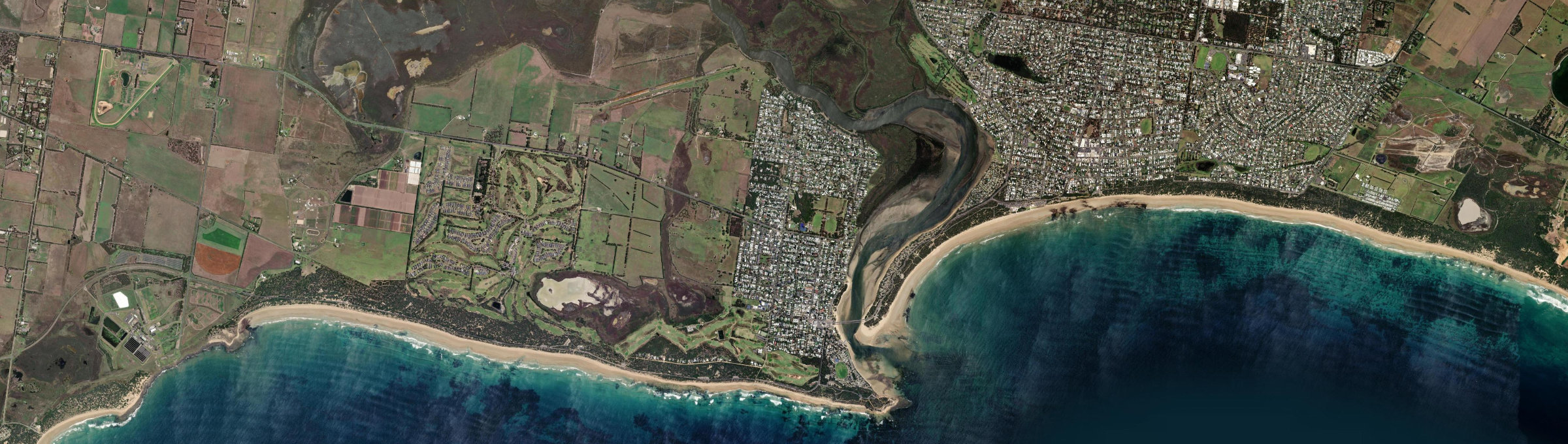 Aerial view of Barwon Heads, VIC