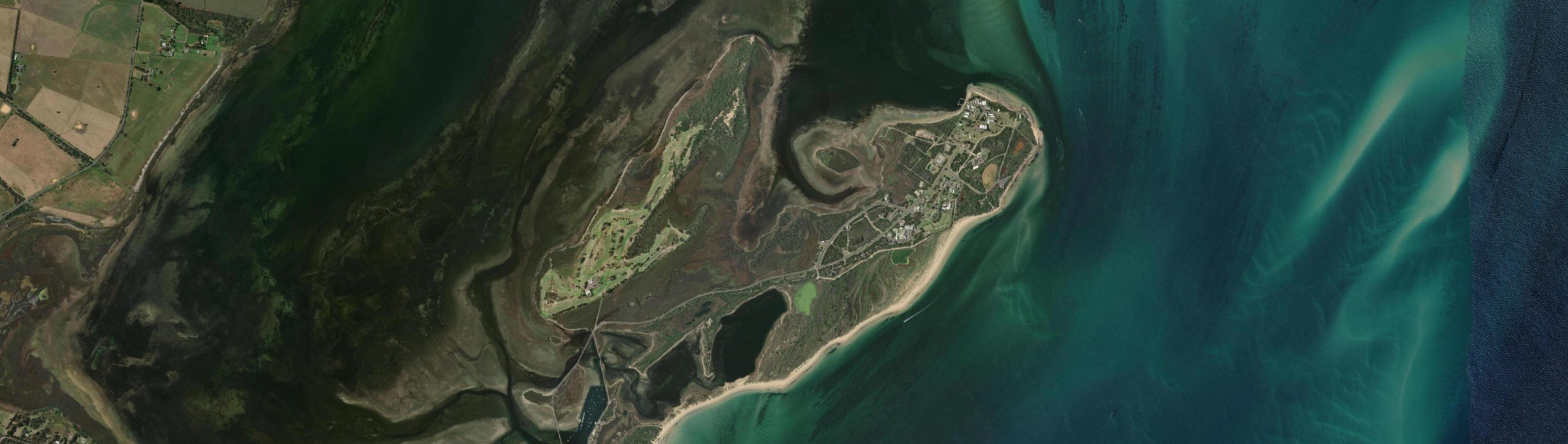 Aerial view of Swan Island, VIC