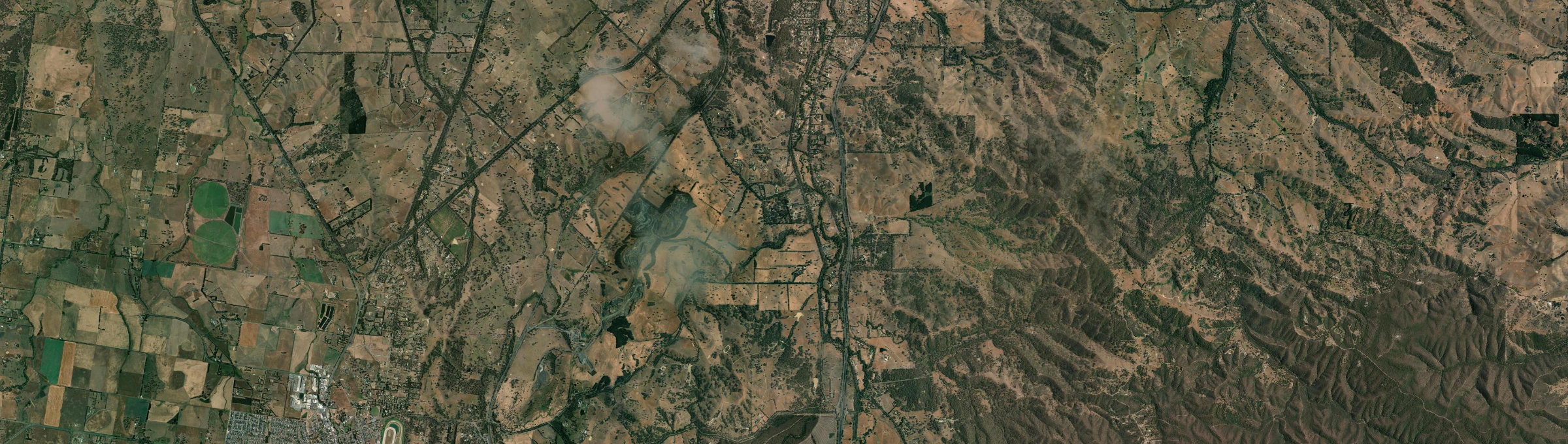 Aerial view of Sunday Creek, VIC