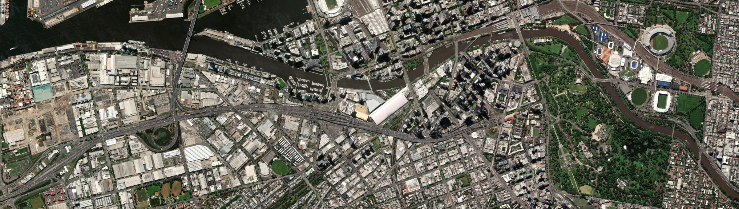 Aerial view of South Wharf, VIC