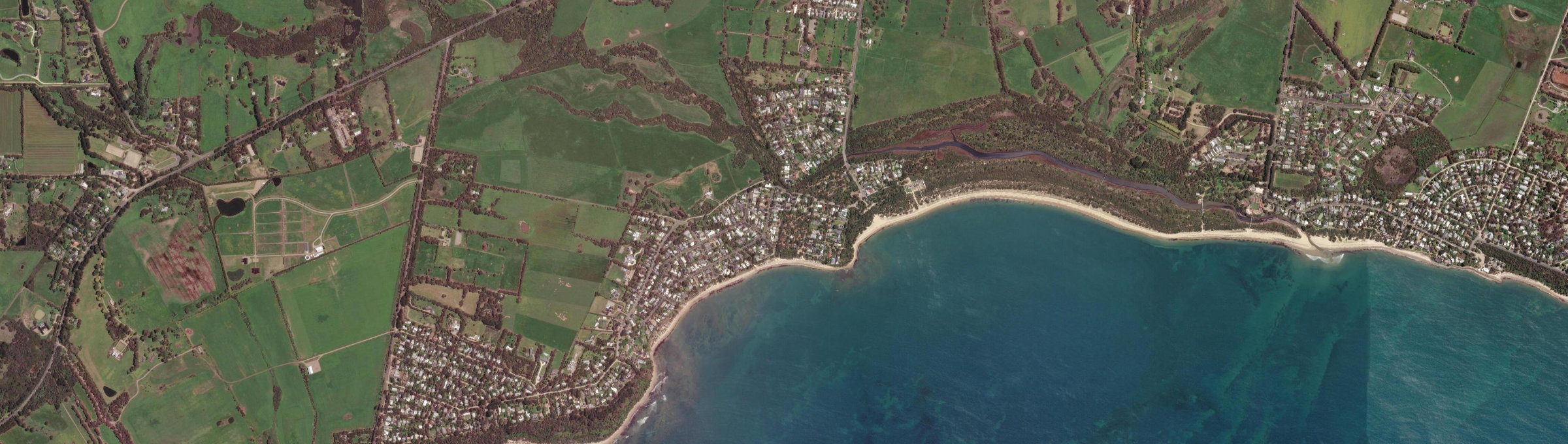 Aerial view of Balnarring Beach, VIC