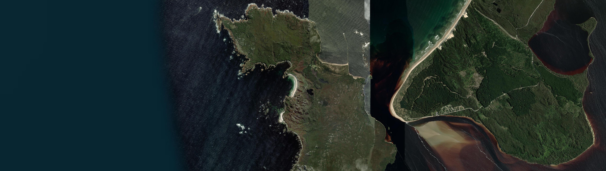 Aerial view of Macquarie Heads, TAS