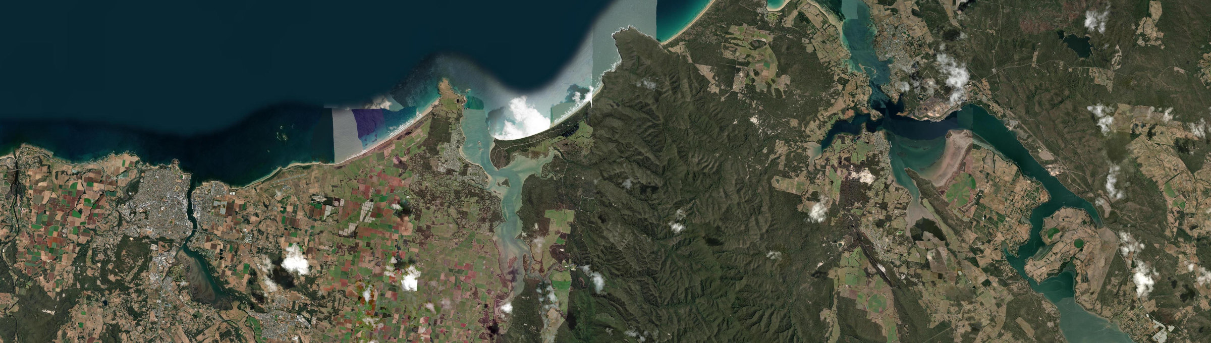 Aerial view of Bakers Beach, TAS