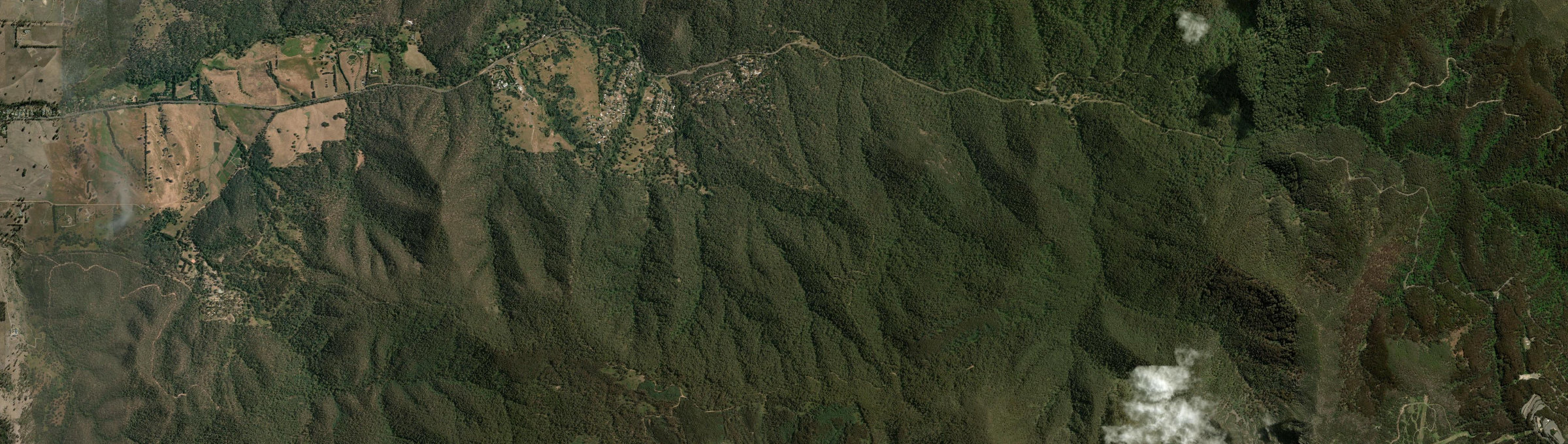 Aerial view of Sawmill Settlement, VIC