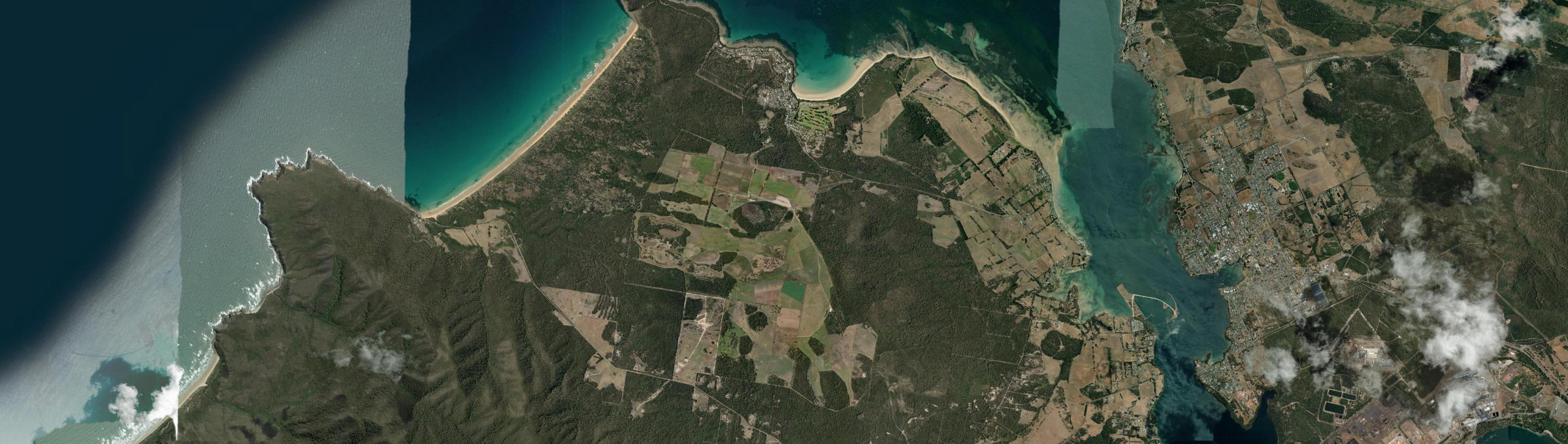 Aerial view of Greens Beach, TAS