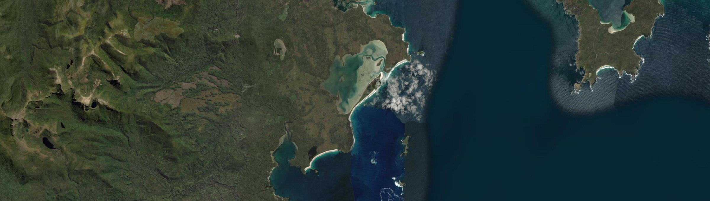 Aerial view of Southport Lagoon, TAS