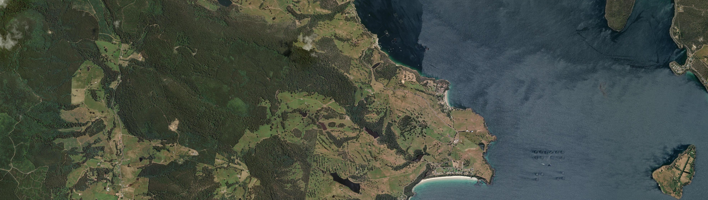 Aerial view of Surveyors Bay, TAS