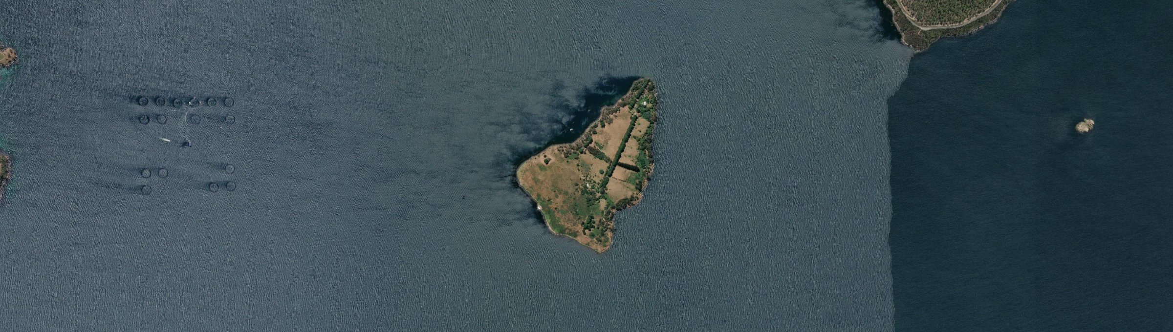 Aerial view of Huon Island, TAS