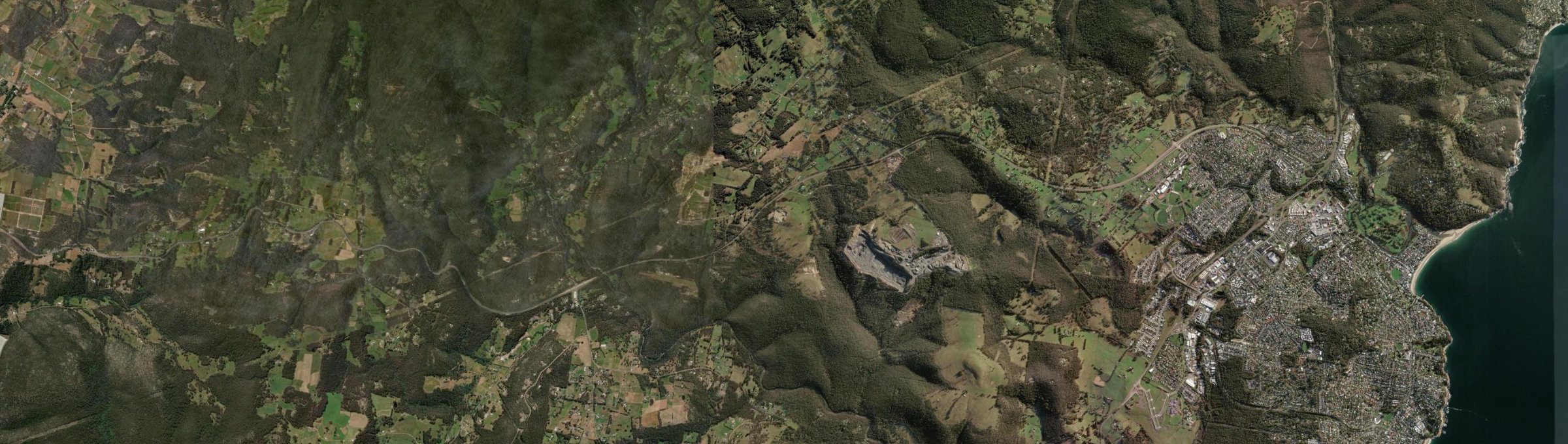 Aerial view of Leslie Vale, TAS