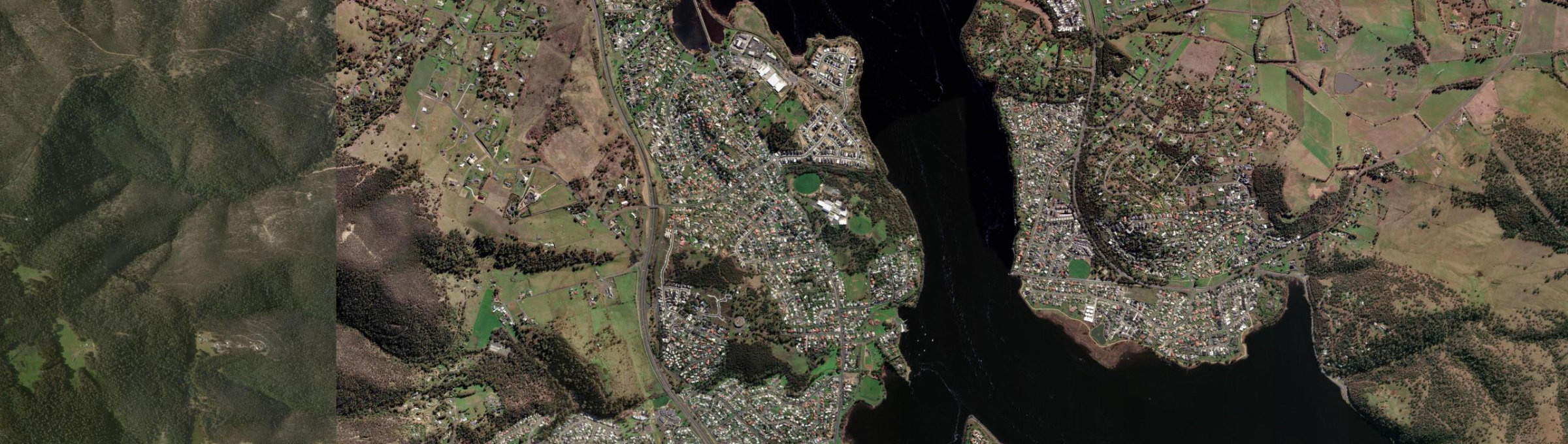 Aerial view of Austins Ferry, TAS