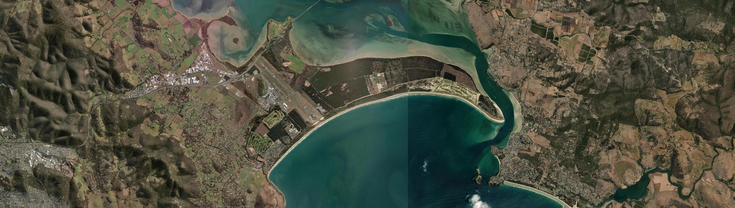 Aerial view of Seven Mile Beach, TAS