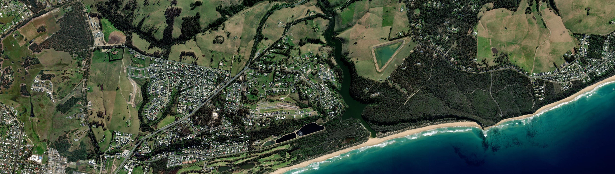 Aerial view of Lake Bunga, VIC