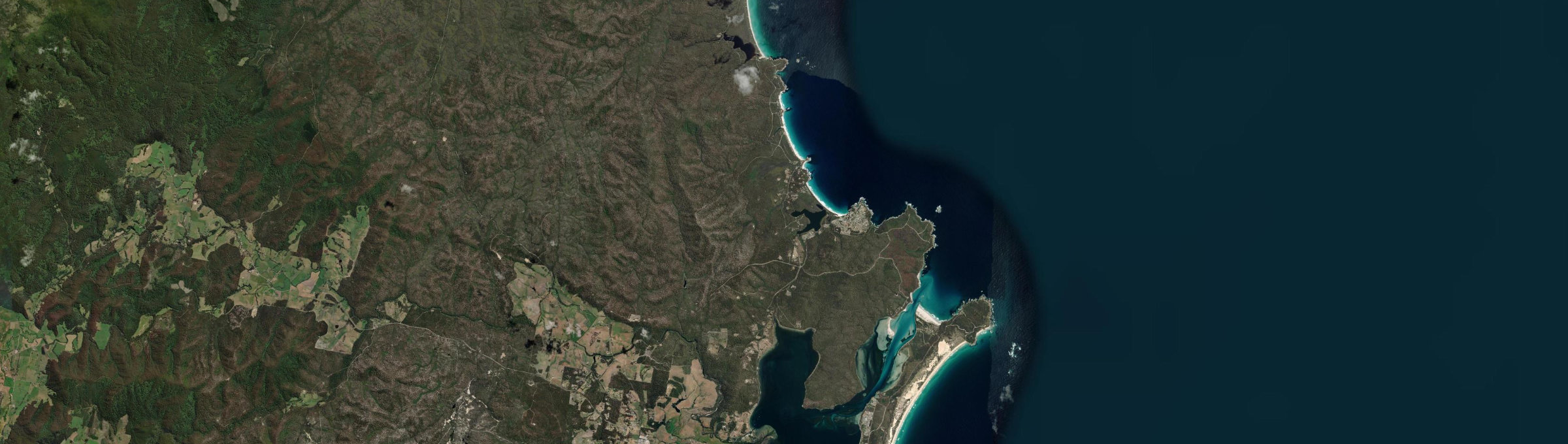 Aerial view of Binalong Bay, TAS