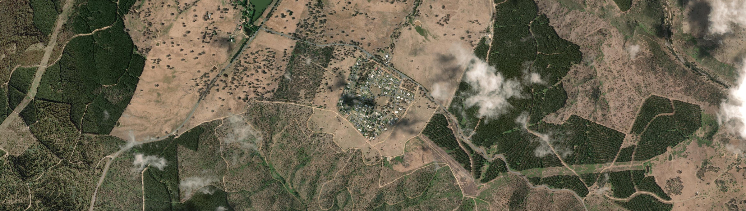 Aerial view of Uriarra Village, ACT