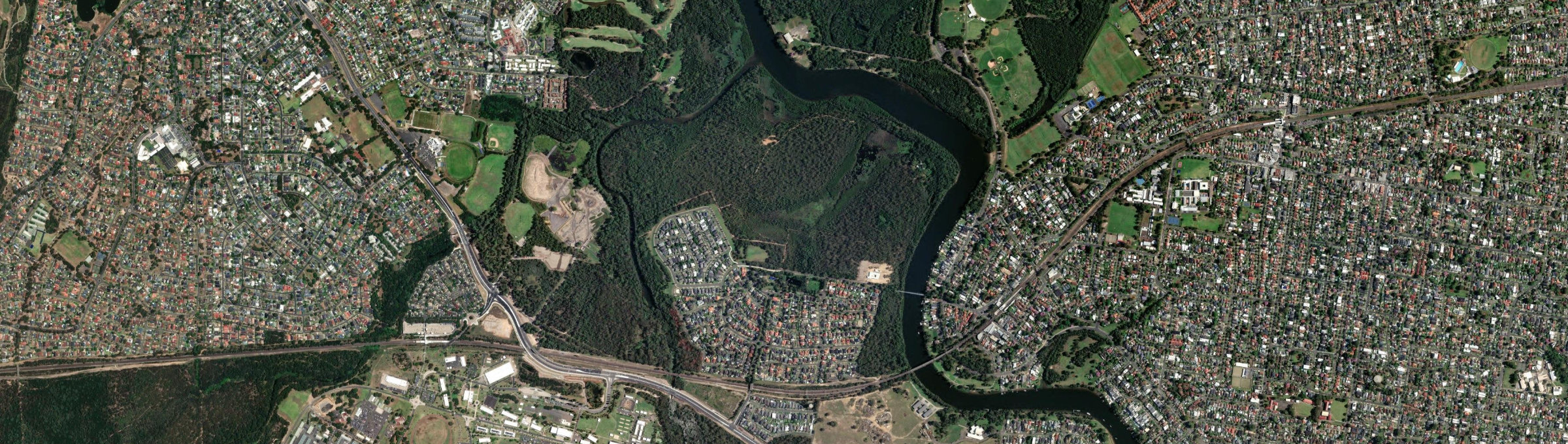 Aerial view of Voyager Point, NSW
