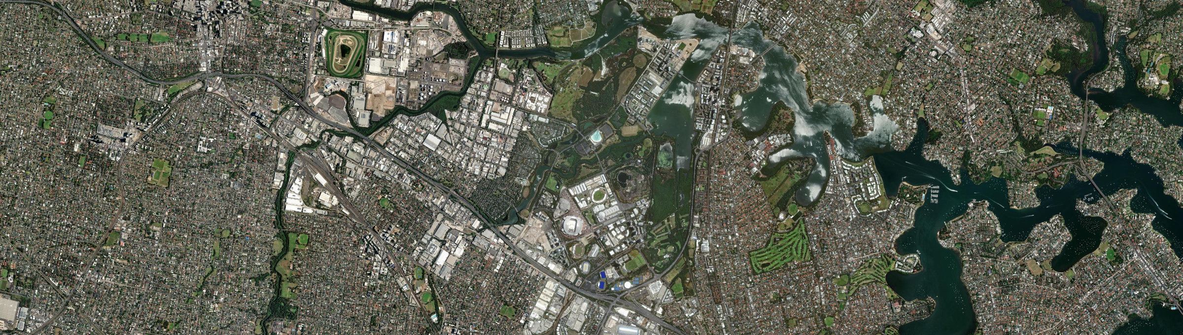 Aerial view of Sydney Olympic Park, NSW