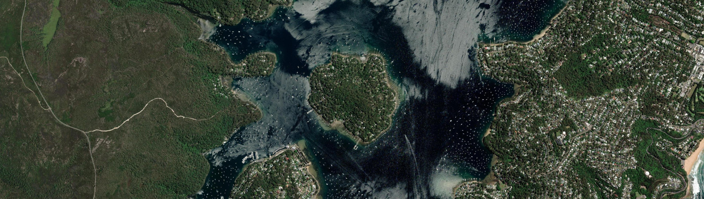Aerial view of Scotland Island, NSW