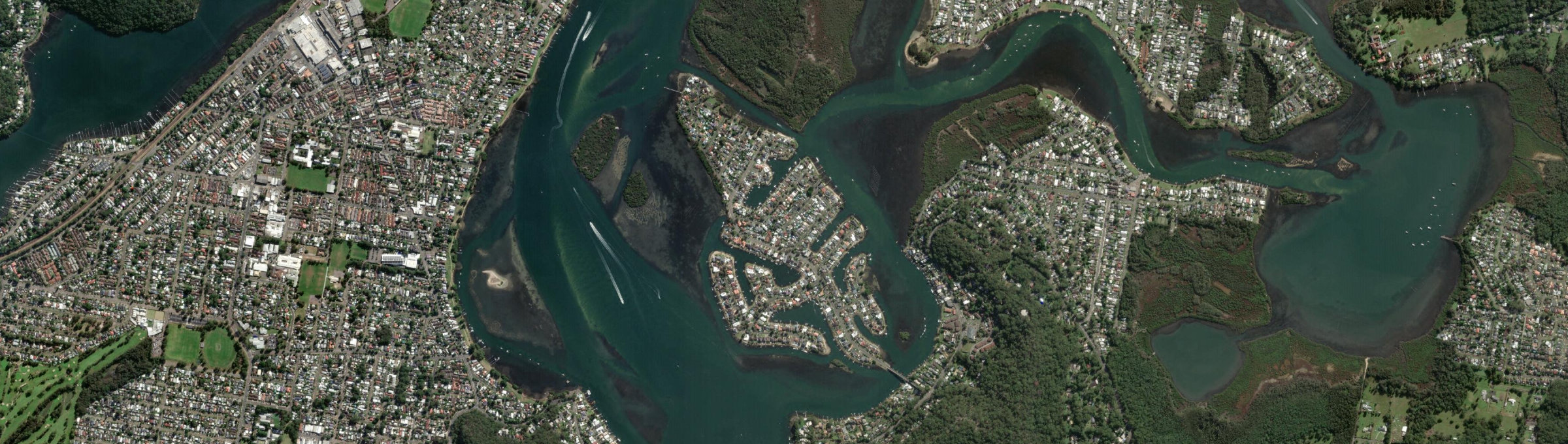 Aerial view of St Huberts Island, NSW