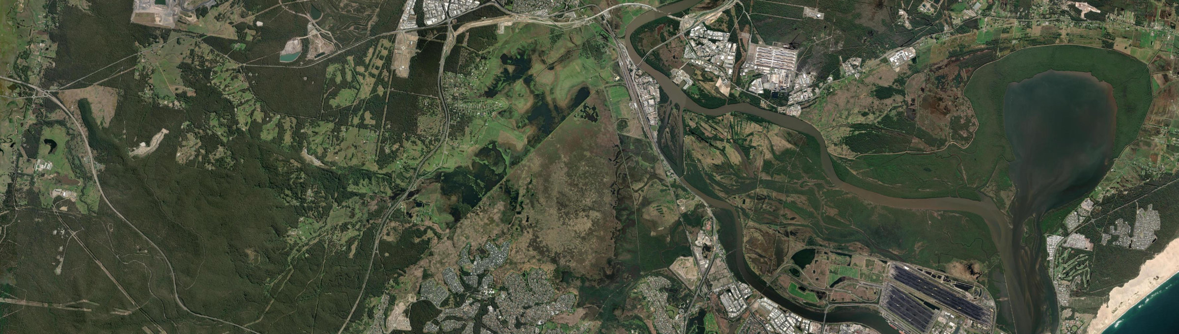 Aerial view of Hexham (NSW), NSW