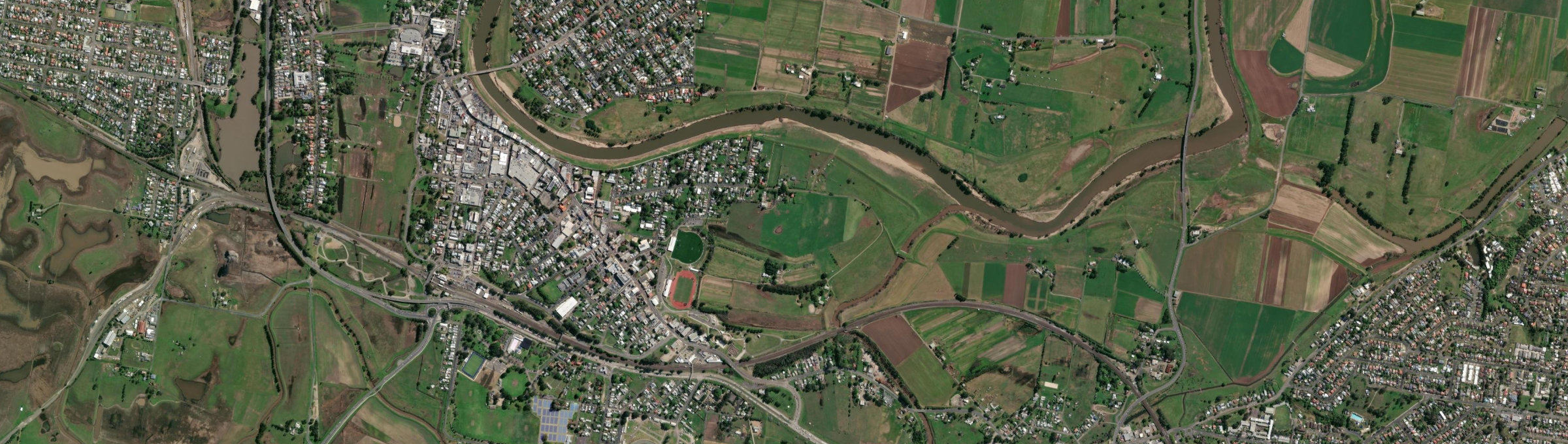Aerial view of Horseshoe Bend, NSW