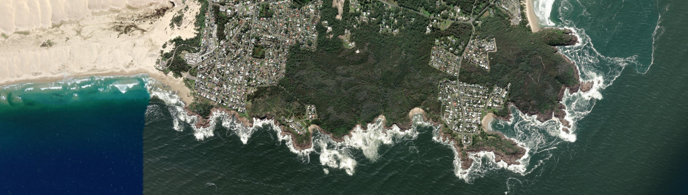Aerial view of Fishermans Bay, NSW