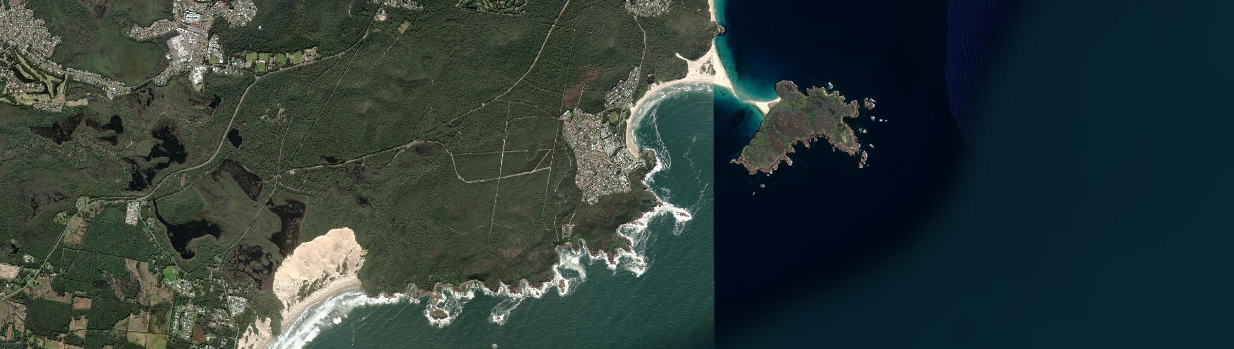 Aerial view of Fingal Bay, NSW