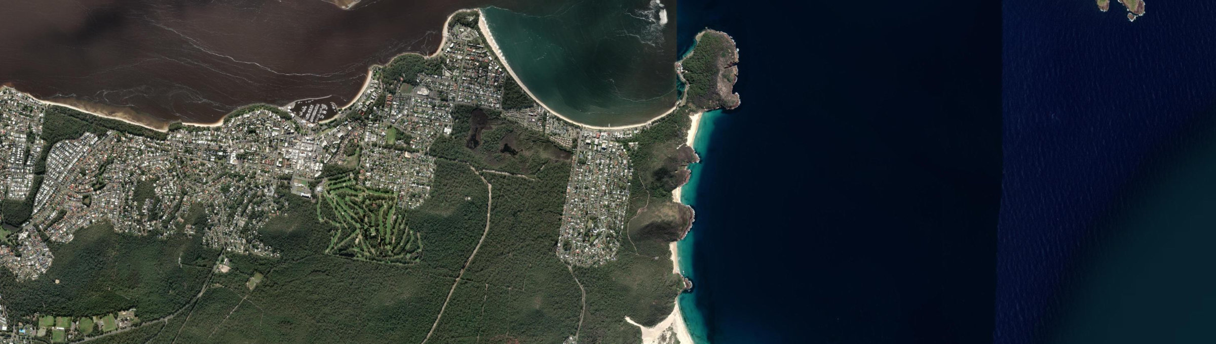 Aerial view of Shoal Bay (NSW), NSW