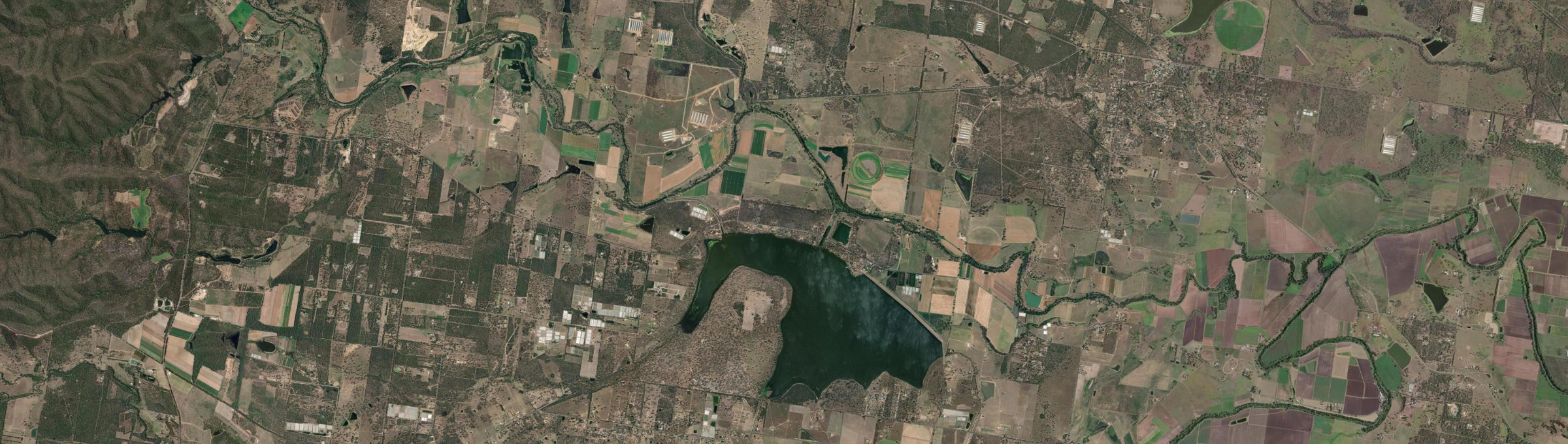 Aerial view of Atkinsons Dam, QLD