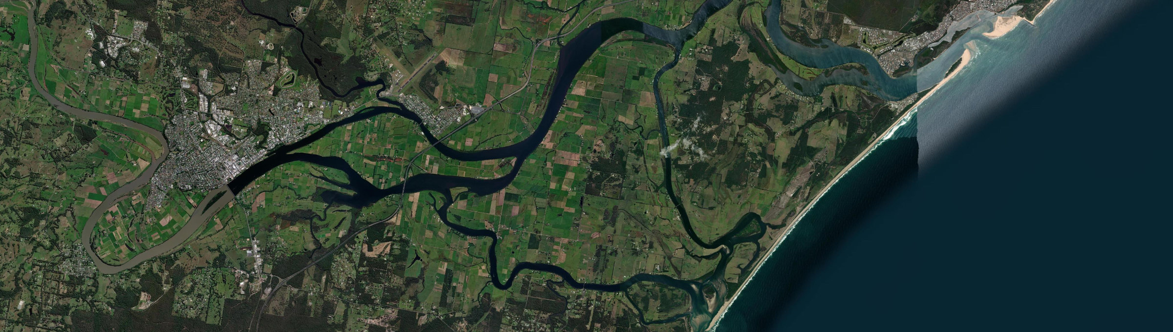 Aerial view of Oxley Island, NSW