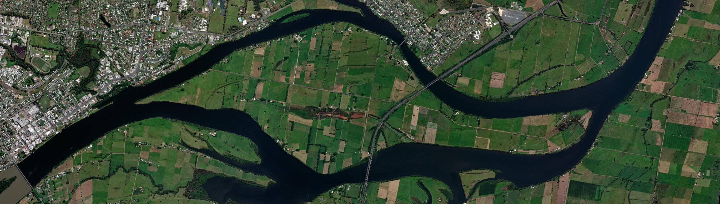 Aerial view of Dumaresq Island, NSW