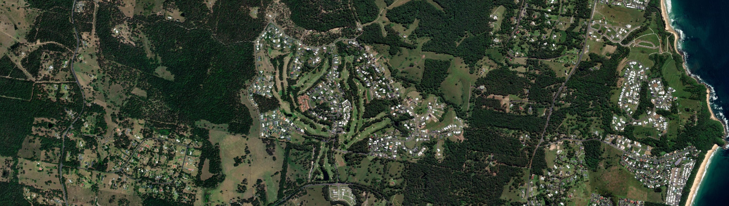 Aerial view of Tallwoods Village, NSW