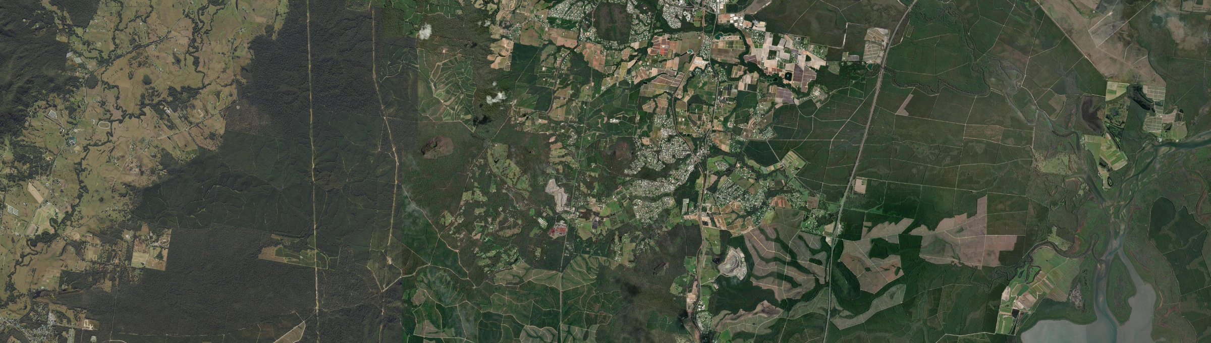 Aerial view of Glass House Mountains, QLD