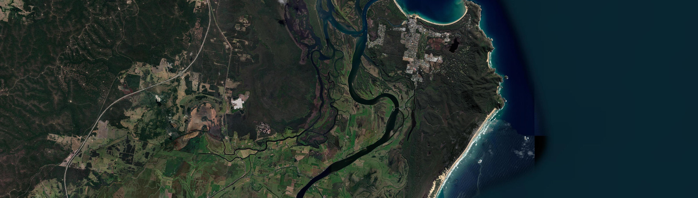 Aerial view of Rainbow Reach, NSW