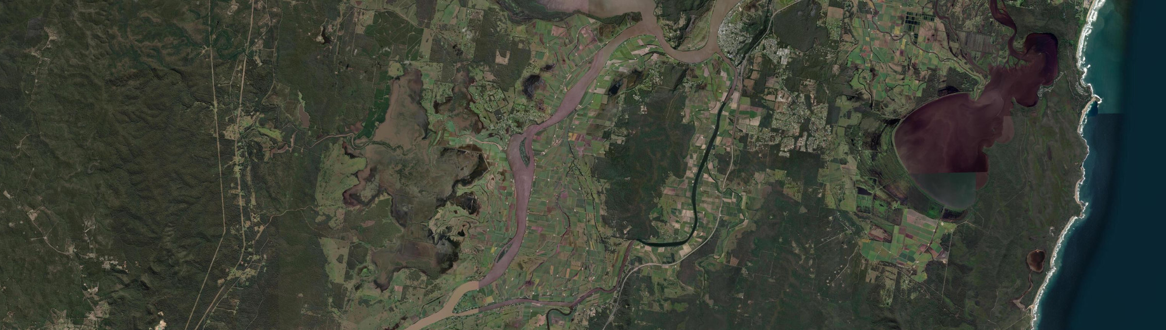 Aerial view of Woodford Island, NSW