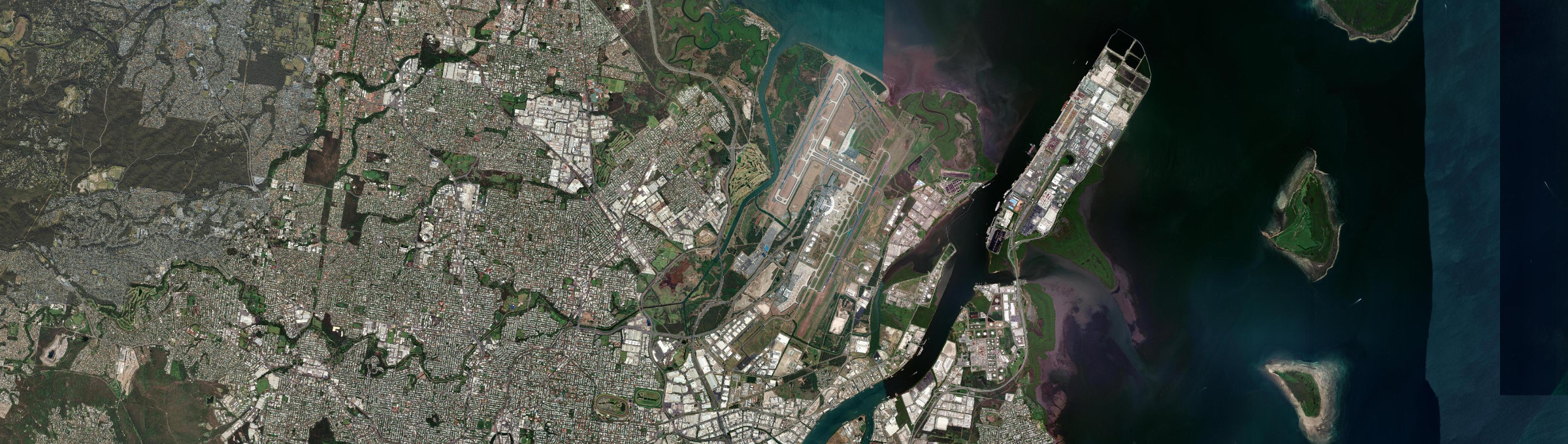 Aerial view of Brisbane Airport, QLD