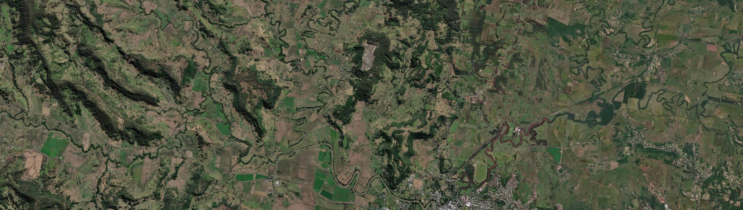 Aerial view of Booerie Creek, NSW