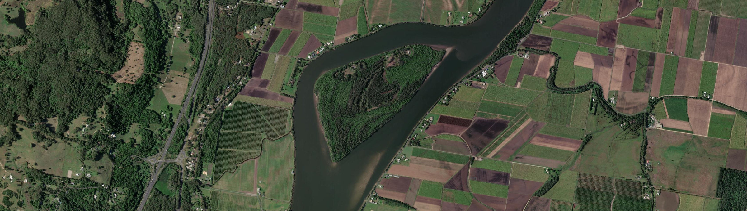 Aerial view of Pimlico Island, NSW