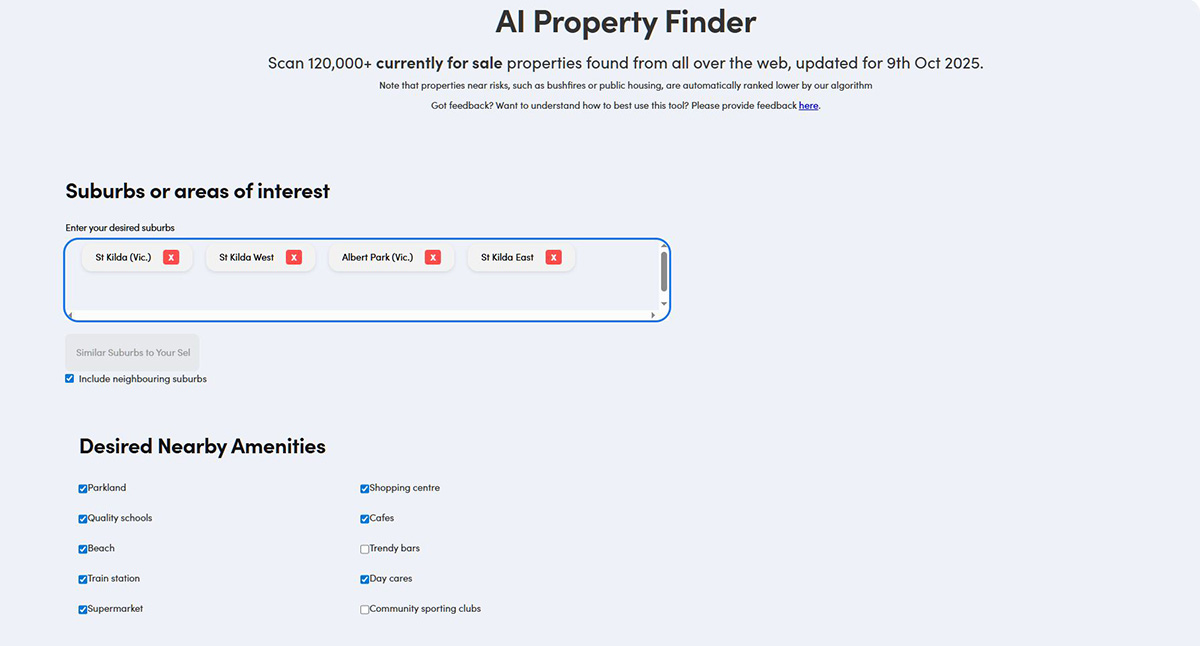 AI Property Finder - key growth metrics and demographic data to find top-performing properties