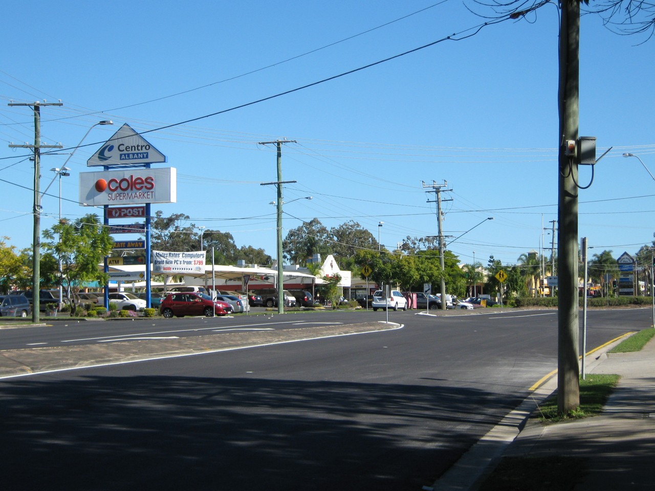 Albany Creek, QLD, Shopping centre entrance with Coles sign visible