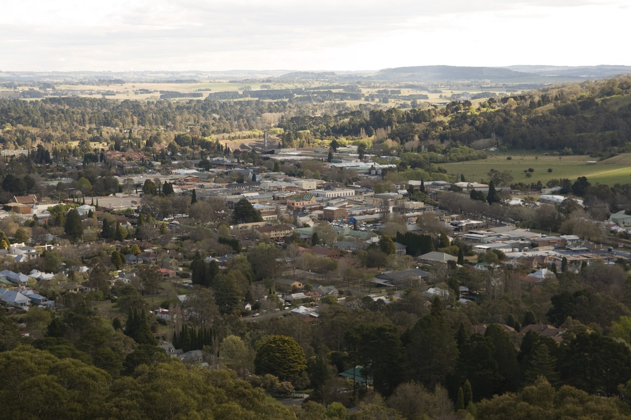 Bowral, NSW, View of a town surrounded by hills