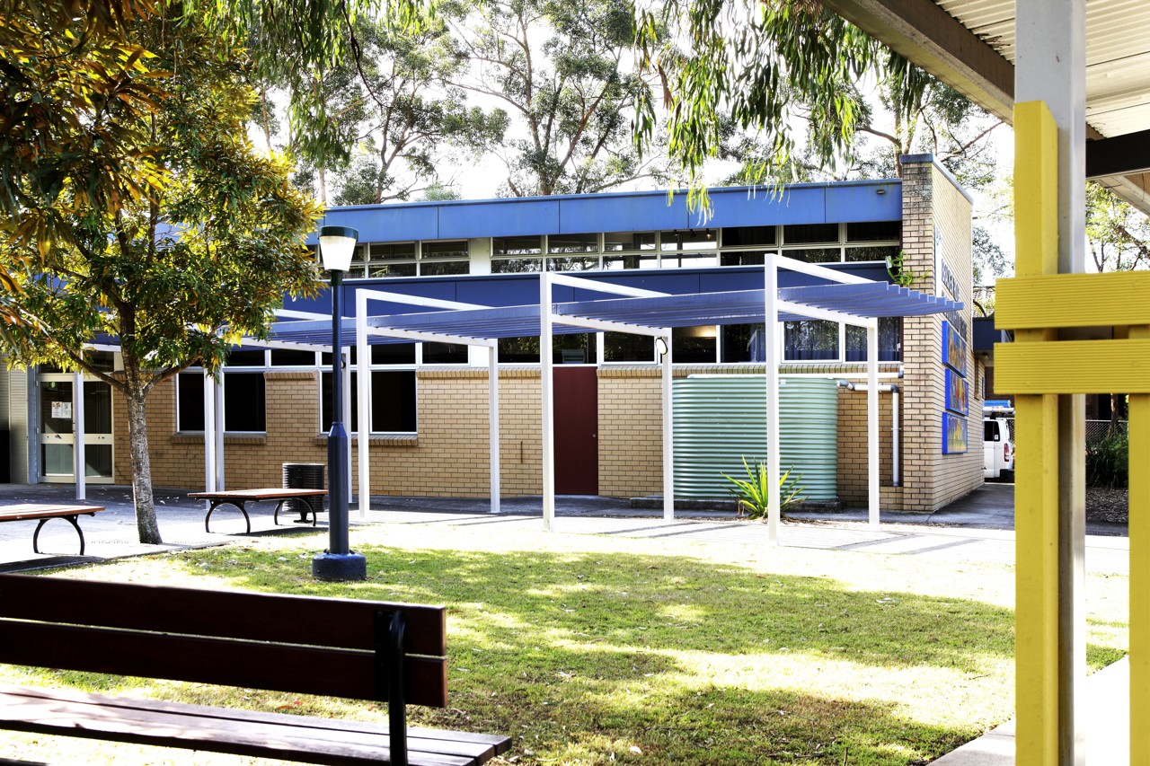 Bracken Ridge, QLD, Modern brick building with blue awning