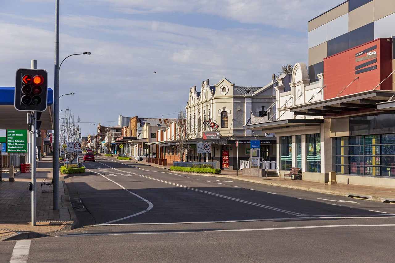 Cessnock, NSW — Historic shopfronts on a quiet main street