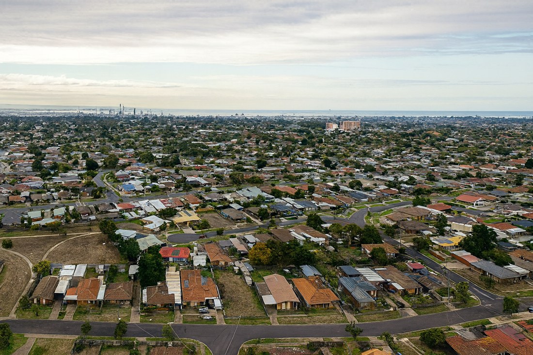 Corio, VIC — Aerial view of suburban residential area