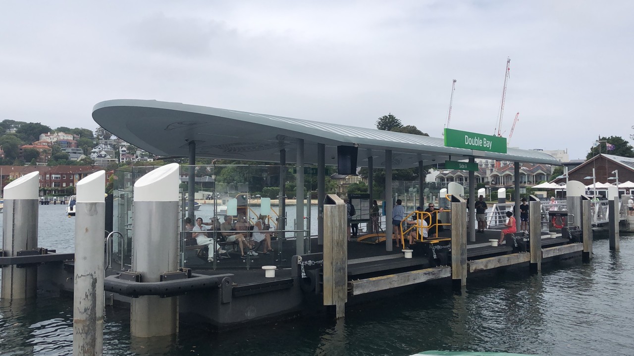 Double Bay, NSW — Ferry wharf with modern shelter over water