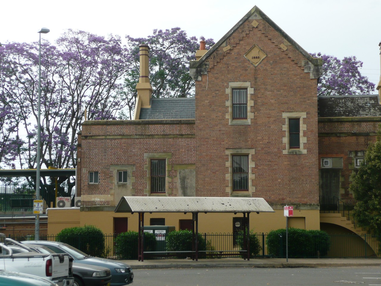 Emu Plains, NSW, Historic old police station with jacaranda trees